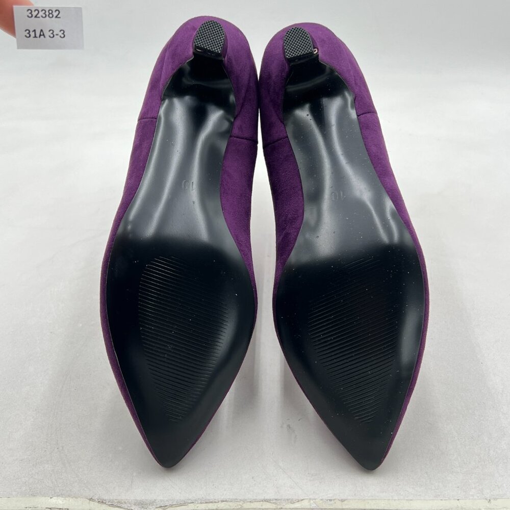 Purple Suede Women Stylish Pointed Toe Low Heel Ankle Boots Pull On Comfortable - Picture 6 of 7